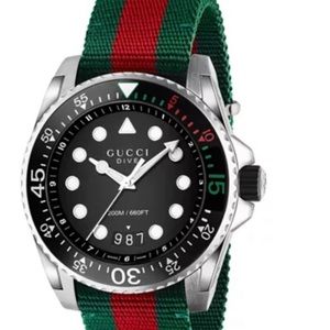 Gucci Men’s Swiss Diver Green and Red Nylon Strap 44mm